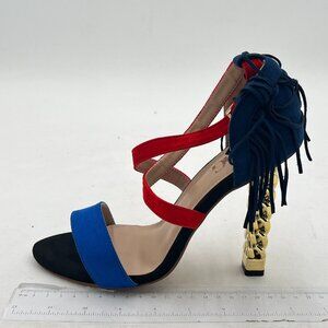 Women's Fringe Ankle Strap Peep Toe Heeled Sandals Stiletto Heel Party Prom Shoe
